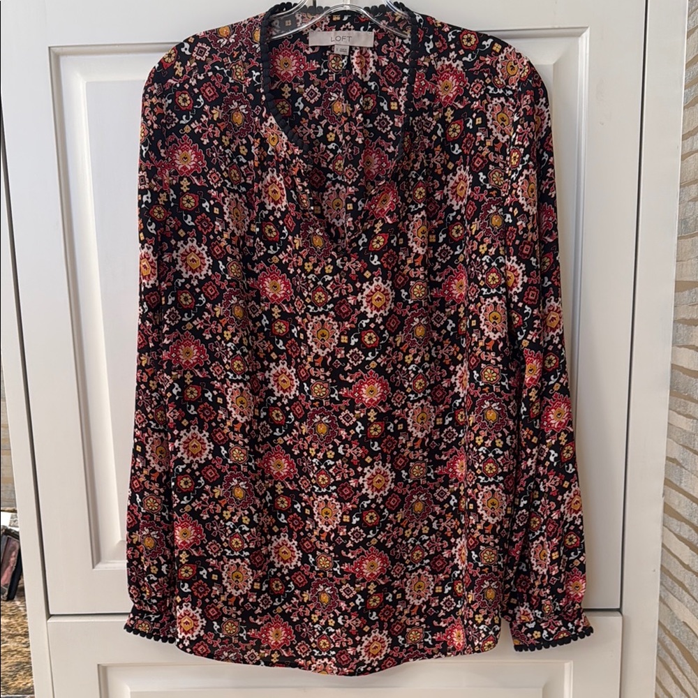 Floral Black and Red Women's Top